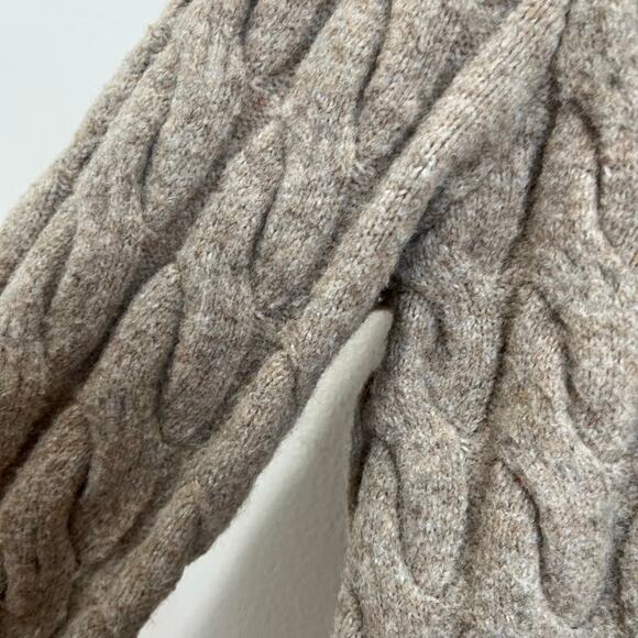 H&M Cable Knit Cropped Cardigan Taupe Small Gold Buttons Soft Knit Cottagecore - Picture 3 of 9